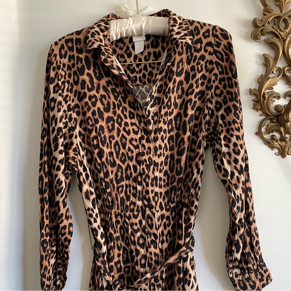 H&M LEOPARD PRINT SHIRT MIDI DRESS - Picture 3 of 10